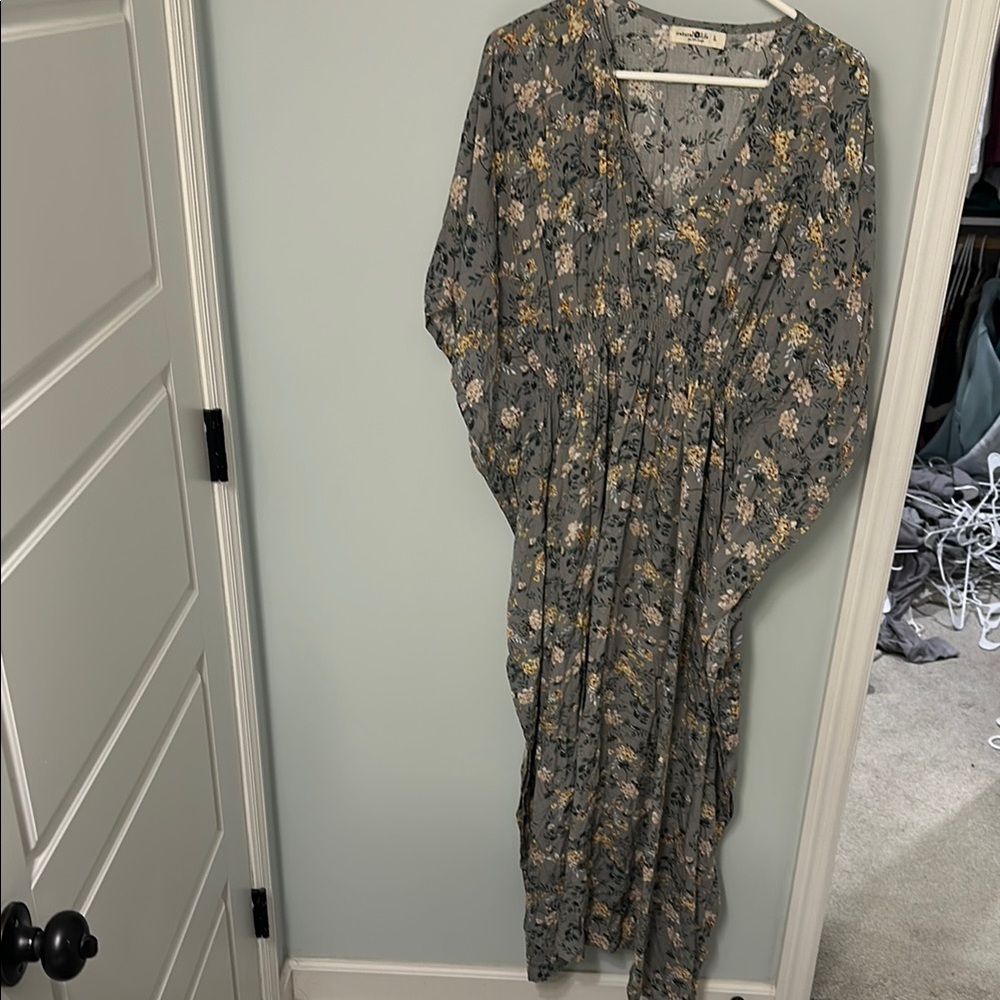 Natural Life Floral Dress with Green and White Accents